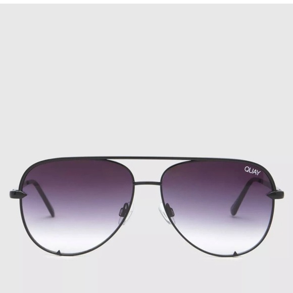 Quay Australia Accessories - Quay Australia High Key Mini Sunglasses Black Fade Lenses Metal Arms